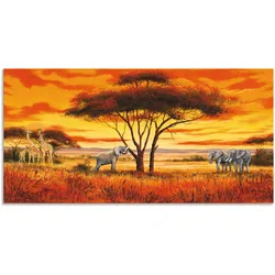 Wandbild ARTLAND "Afrikanische Landschaft II", braun (farbe bild(er): braun), B:100cm H:50cm, Bilder, als Alubild, Outdoorbild, Leinwandbild, Wandaufkleber, versch. Größen