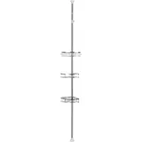 Teleskop Duschregal,3 Ablagen Badregal Edelstahl Eckregal Höhenverstellbar 110-280cm (Edelstahl/3 Ablagen)