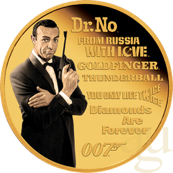 1/4 Unze Goldmünze Tuvalu James Bond 007 - Sean Connery 2022 - proof coloriert