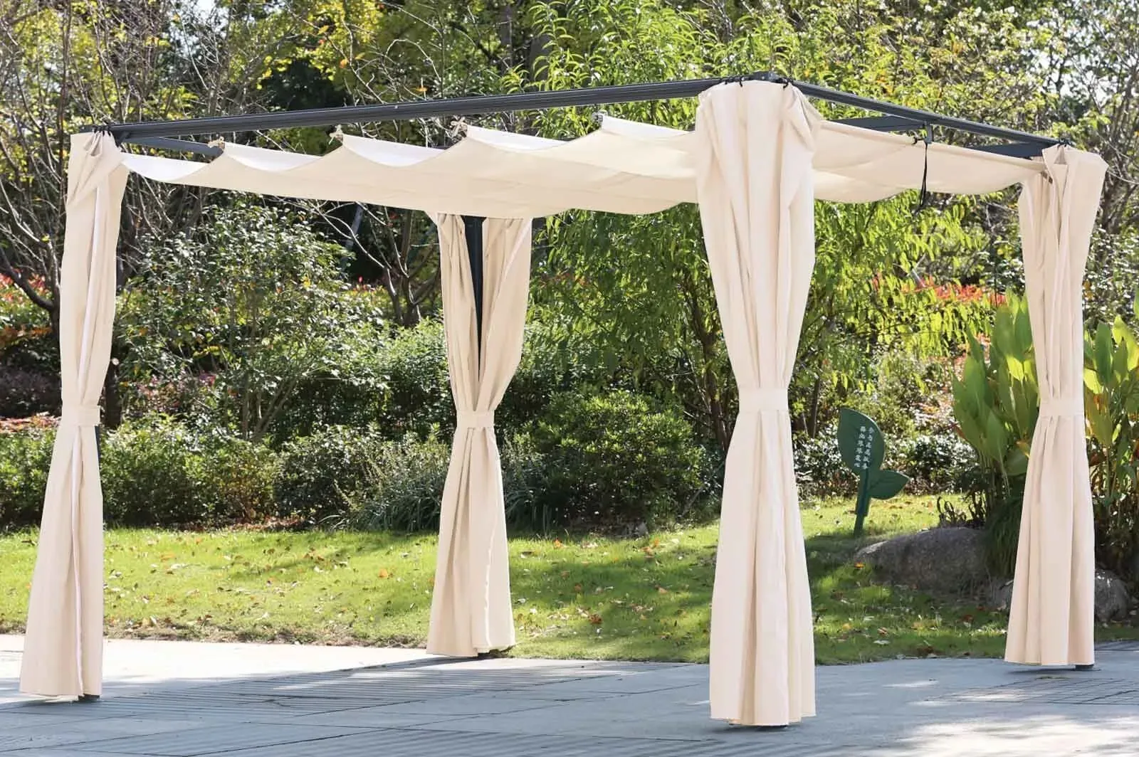 OUTFLEXX Pergola, anthrazit/creme, Stahl, pulverbeschichtet, 300x300x220 cm