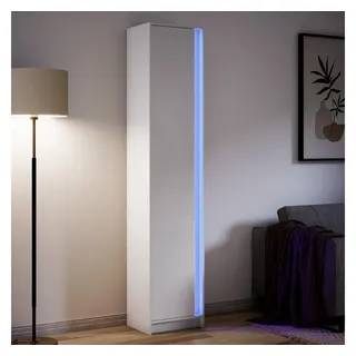 vidaXL Highboard mit LED-Beleuchtung Weiß 41,5x32,5x200 cm - Weiß