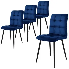 ML-Design Esszimmerstühle 4er Set, Dunkelblau, mit Rückenlehne, Polsterstuhl mit Metallbeinen, Ergonomischer Stuhl für Esstisch, Esszimmerstuhl Küchenstühle