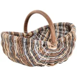 Krines Home Einkaufskorb Rattankorb mit Bügel zum Einkaufen Einkaufskorb geflochten Tragekorb, leicht und stabil mit Griff Bügelkorb Shopper braun