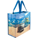 BRISA VW Collection - Volkswagen Wiederverwendbare Shopper-Einkauf-Tasche-Tüte-Bag mit T1 Bulli Bus Motiv (Beach Life)