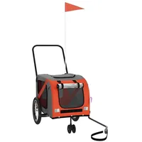VidaXL Fahrradanhänger Hunde Orange und Grau Oxford-Gewebe und Eisen