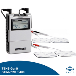 Axion TENS-Gerät STIM-PRO T-400 mit 4 Elektroden zur Schmerztherapie, (Set), Reizstrom-Therapie zur Schmerzbehandlung