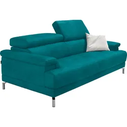 2,5-Sitzer EGOITALIANO "Soul, Design und Sitzkomfort auf hohem Niveau, tolle Details", blau (teal), B:200cm H:76cm T:106cm, Sofas, inkl. Kopfteilverstellung für noch mehr Komfort, Designfuß