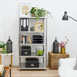 shelfr Schwerlastregal Edelstahl 74x41x140 cm Grau 5 Ebenen