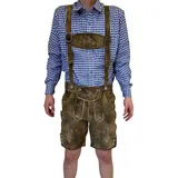Dretaild Trachtenhose Premium Herren Lederhose kurz Ziegenleder mit braun 60