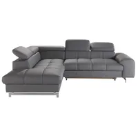 Cotta Ecksofa "Chef L-Form", grau, B:257cm H:72cm T:206cm, Luxus-Microfaser (100% Polyester);Kunstleder Softlux;Leder Advantage (abgedecktes Spalt-Rindsleder), Rückseite mit schwarzem Spannstoff bezogen;NaturLEDER (echtes Rindsleder), Rückseite mit schwarzem