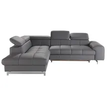 Cotta Ecksofa "Chef L-Form", grau, B:257cm H:72cm T:206cm, Luxus-Microfaser (100% Polyester);Kunstleder Softlux;Leder Advantage (abgedecktes Spalt-Rindsleder), Rückseite mit schwarzem Spannstoff bezogen;NaturLEDER (echtes Rindsleder), Rückseite mit schwarzem