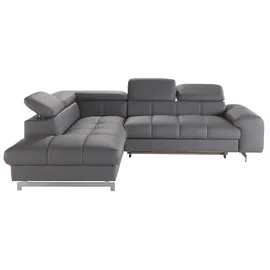 Cotta Ecksofa "Chef L-Form", grau, B:257cm H:72cm T:206cm, Luxus-Microfaser (100% Polyester);Kunstleder Softlux;Leder Advantage (abgedecktes Spalt-Rindsleder), Rückseite mit schwarzem Spannstoff bezogen;NaturLEDER (echtes Rindsleder), Rückseite mit schwarzem
