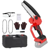 6 Zoll Mini Akku Kettensäge Kompatibel mit Milwaukee 18V M18, Bürstenloser Motor Akku-Kettensäge Handkettensäge für Gartenscheren Astschere Holzschneiden (ohne Akku)