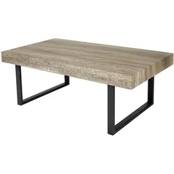 Mendler Couchtisch Kos T576, Wohnzimmertisch, 40x110x60cm MVG-zertifiziert ~ Wildeiche, dunkle Metall-Füße