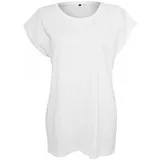 Build Your Brand Damen T-Shirt Ladies Extended Shoulder Tee, lang geschnittenes T-Shirt für Frauen, Baumwolle, White, XL - XL