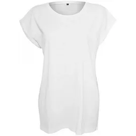 Build Your Brand Damen T-Shirt Ladies Extended Shoulder Tee, lang geschnittenes T-Shirt für Frauen, Baumwolle, White, XL - XL
