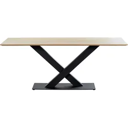 Esstisch K+W KOMFORT & WOHNEN, braun (asteiche natur, schwarz), B:180cm H:75cm T:90cm, Tische, in Asteiche natur, X-Untergestell aus Metall, 2 Größen wählbar