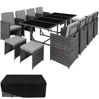 Tectake Rattan Sitzgruppe Palma 13-tlg. Grau