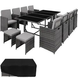 Tectake Rattan Sitzgruppe Palma 13-tlg. Grau