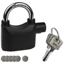 HMF 3503-02 Vorhängeschloss, Alarmfunktion, 9,8 x 7,1 x 3,35 cm, Schwarz