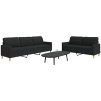 VidaXL 2-tlg. Sofagarnitur Schwarz Stoff