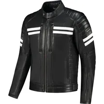 Rusty Stitches Steve Lederjacke - Schwarz/Weiß