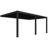 Weide E-Deluxe Plus | elektrische Wand Pergola mit LED | Voll Aluminium | 4 x 6 M | motorisiertes Lamellendach anthrazit