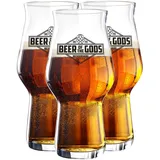 WACKEN BRAUEREI 3er Set Stout Craft Beer Gläser | Beer of the Gods | spülmaschinenfest 300ml - 500ml | Kraft Bier Glas für IPA - Pale Ale | 3 Craft Beer Glasses Kit | Craftbier Kraftbeer Biergläser