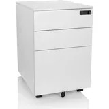 HJH Office Rollcontainer COLOR OS I Stahl Weiß mit Rollen, A4 Hängeregister, abschließbar