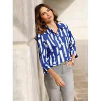 Sieh an! Hemdbluse in royalblau-ecru-bedruckt | Gr.: 56
