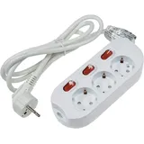 ChiliTec Steckdosenleiste 3-fach, Einzelschaltung, 1,5 m Zuleitung, weiß