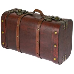 HMF Schatzkiste Handgefertigte Holztruhe Peru (1 St), Dekorative Aufbewahrungsbox mit Schloss, 40×23,5×16,5cm braun