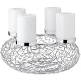 Edzard Adventskranz Milano, Edelstahl glänzend vernickelt, Durchmesser 34 cm