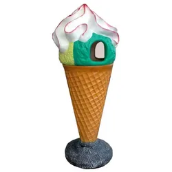 Casa Padrino Luxus Deko Eis im Hörnchen / Abfalleimer Mehrfarbig H. 145 cm - Großes Deko Eis - Wetterbeständiges XXL Deko Eis - Gastronomie Dekoration - Eisdielen Dekoration - Restaurant Dekoration