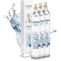 Wessper 3 x CO2-Zylinder, Geeignet für SodaStream, Aarke, Brita, WasserMaxx u.v.a Wassersprudler | 425g (60 l)
