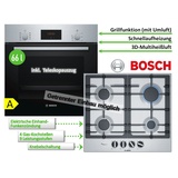 Bosch HERDSET Backofen mit 3D-Heißluft und Gaskochfeld mit 1-Hand-Zündung
