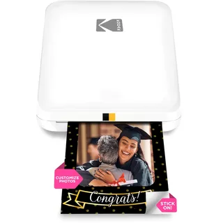 KODAK Step Slim Sofort-Smartphone-Fotodrucker - Tragbarer schlanker Farb-Mobilfotodrucker - Zink 2x3” Klebefotos - Drucken von iOS- & Android-Geräten via Bluetooth mit der Fun-App - Weiß