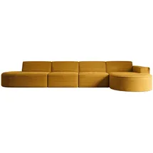 altdecor Ecksofa in L-Form Corner Sofa Bett Eckcouch Couch Wohnlandschaft Cauchsofa MARI-L3-406x165x78 cm Senfgelb