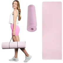 Trexo XTREXO Gelenkschonende Polsterung - Fitnessmatte - rutschhemmendes Elastomer - 183x61cm 10mm Hellrosa - für Yoga Pilates und Home Workout