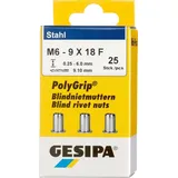 ede - sfs group Blindnietmutter Stahl M6 x 9 x 18 25 Stück