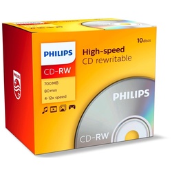 Philips CD-Rohling 10 Philips Rohlinge CD-RW 80Min 700MB 12x Jewelcase