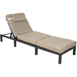 Mendler Poly-Rattan Sonnenliege HWC-A51, Relaxliege Gartenliege Liege - Premium anthrazit, Kissen creme