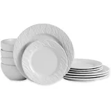 Echtwerk New Modern Tafelservice 12-tlg. Schiefer-Optik weiß
