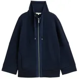 Tom Tailor Damen Boxy Fit Scuba Sweatjacke, blau, Uni, Gr. M