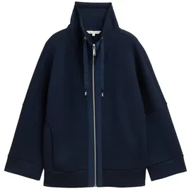 Tom Tailor Damen Boxy Fit Scuba Sweatjacke, blau, Uni, Gr. M