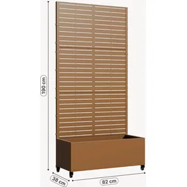 casa.pro Trennwand mit Blumenkasten 190 x 82 x 38 cm Braun Stahl