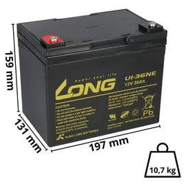 KungLong Ersatzakku für Proflex DS800 4x 12V (48V) 36Ah Zyklenfest AGM Long