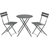 [en.casa] Bistroset Caprile 3-tlg. klappbar Stahl Dunkelgrau
