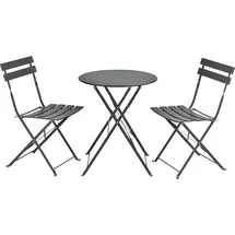 [en.casa] Bistroset Caprile 3-tlg. klappbar Stahl Dunkelgrau