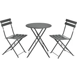 [en.casa] Bistroset Caprile 3-tlg. klappbar Stahl Dunkelgrau